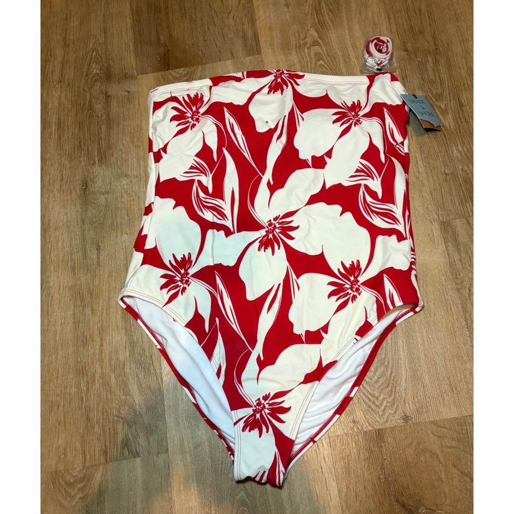Women's Floral Bandeau High Leg Cheeky Swimsuit - Shade & Shore Size‎ XL